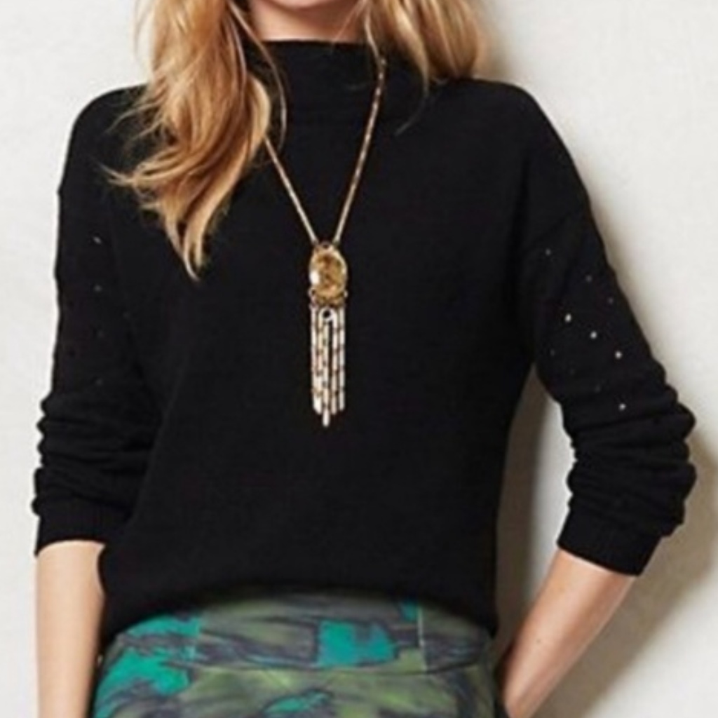 Moth Sweater Pullover Knit Ceres Black Mock Neck S
